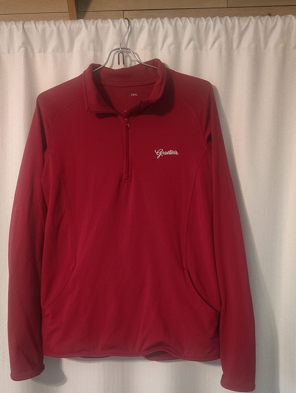 Women's Quarter-Zip Pullover Hoodie in Deep Red by